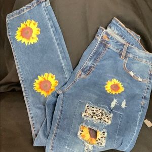 Yellow and Blue Straight Leg Sunflower Jeans